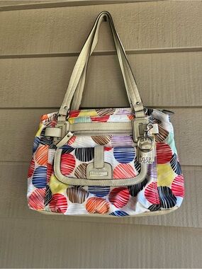 Tyler Rodan Multicolor Polka-Dot Satchel with Cream Trim